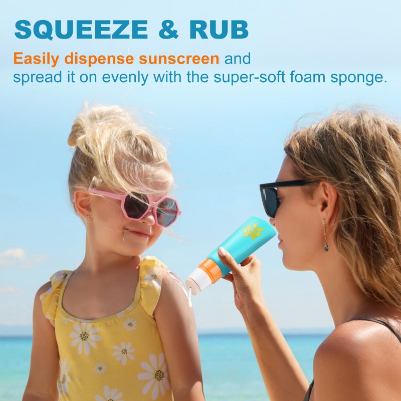MONVIE Sunscreen Applicator  Refillable and Spill Proof Kids Sunscreen Lotion Applicator with Soft Foam Sponge For Kids  Adults & Families  Summer and Vacation Essentials 2Pcs Blue - Image 4